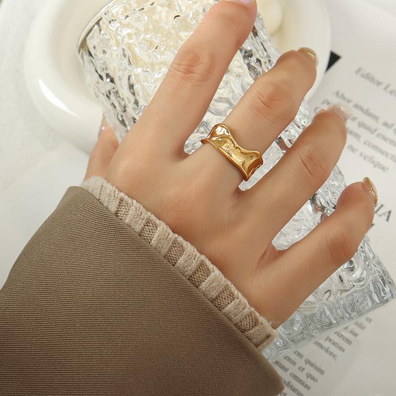Volcanic Lava Textured Adjustable Titanium Ring A120 Size 8