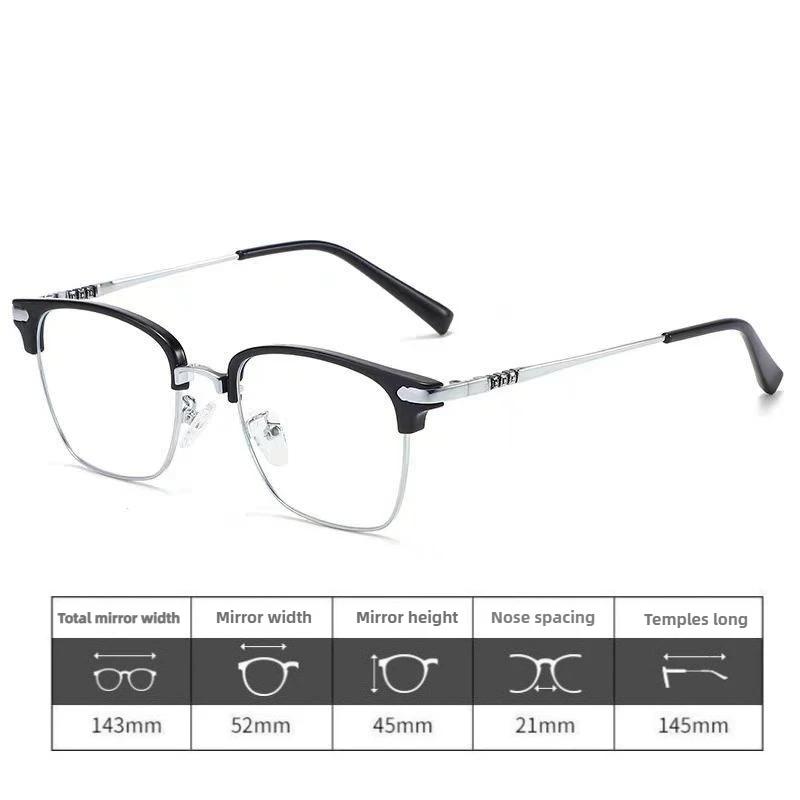 Neutrale Mode Quadratische Halbrahmen Kurzsichtigkeitsbrille Hochauflösende Blaulichtfilterbrille Neue modische Kurzsichtigkeitsbrille