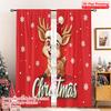 2pcs 2D Flat Printing Merry Christmas Popular Window Curtains Christmas Reindeer Snowflakes Holiday 100% Polyester Without