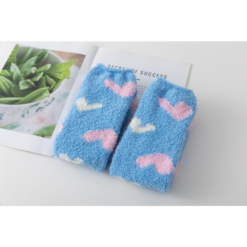 Socks New coral fleece stockings fashionable and sexy love thermal terry sleep socks