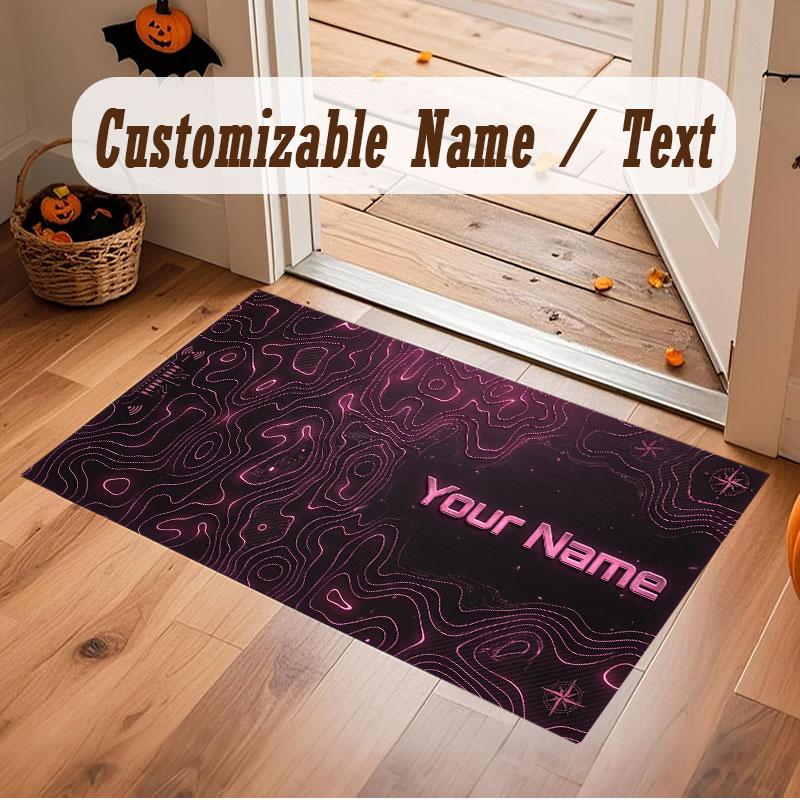 Neon Colorful Theme Crystal Velvet Floor Rug Personalized Custom Name Text Warm Carpet Home Decoration