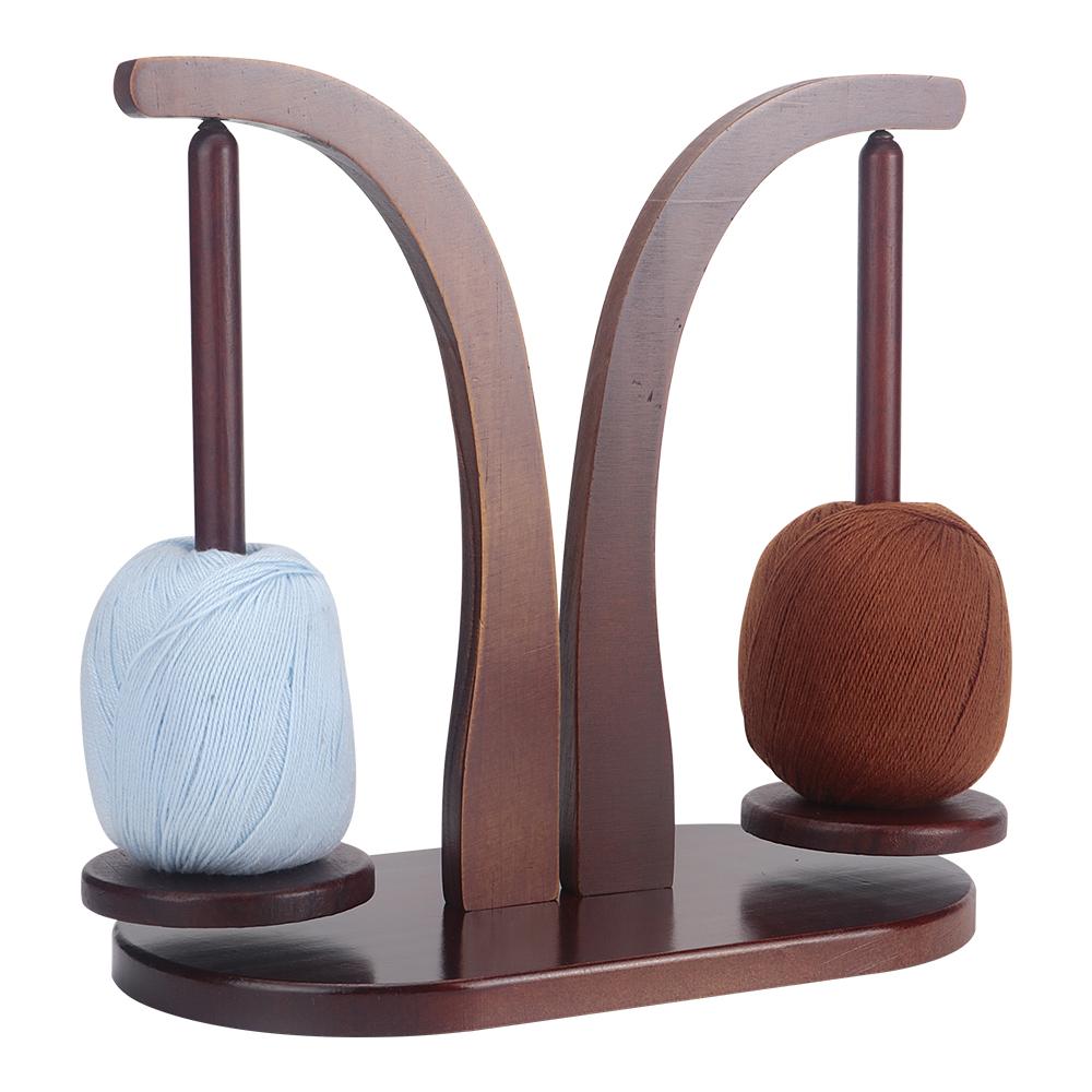 1pc Double Roller Wooden Yarn Winder Tool, Rotatable Yarn Spool Holder, DIY Knitting & Crochet Yarn Threads Storage Rack Frame
