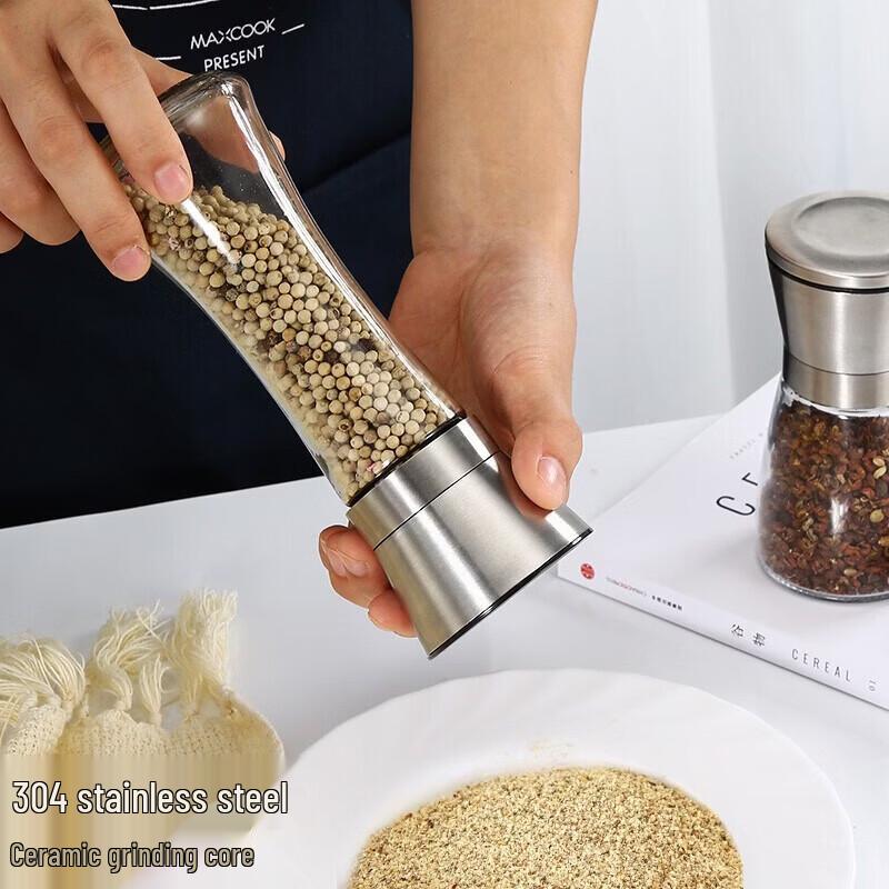 MAXCOOK 304 Stainless Steel Glass Pepper Grinder