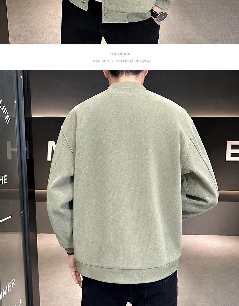 Men's Trendy Corduroy Baseball Jacket - Versatile Korean Style for Spring & Autumn, Plus Size, Thickened for Winter