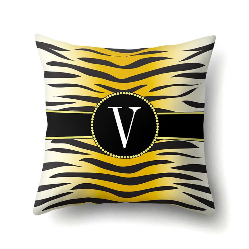 Polyester Pillow Case Leopard Print Decorative Home Bedside Cushion Cover 26 English Letter Printed Pillow Case