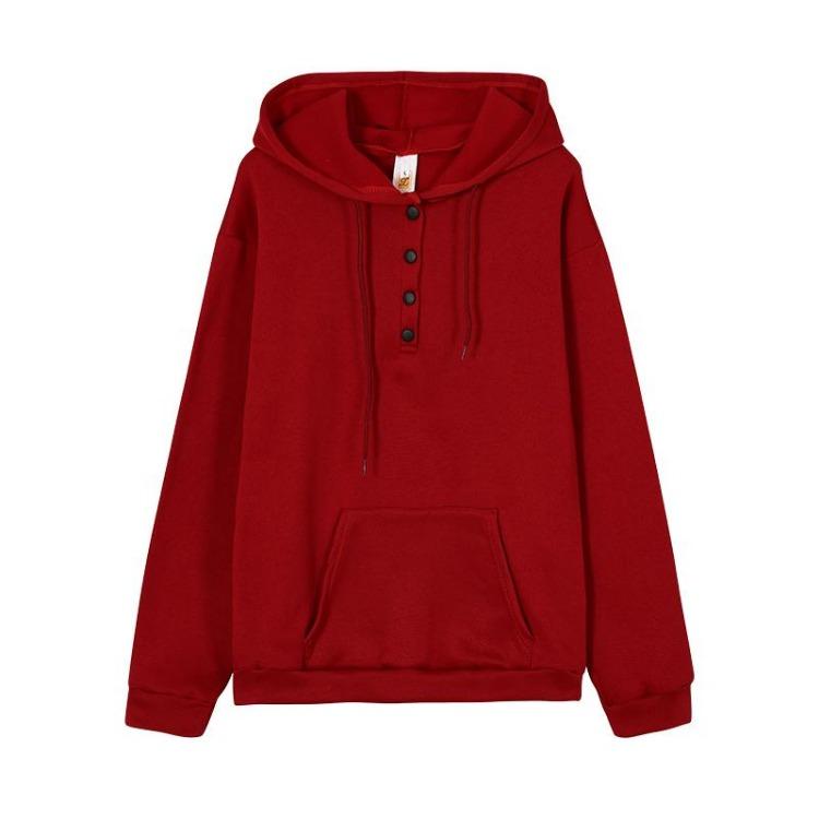 Women Casual Loose Fit Hooded Drawstring Long Sleeve Pocket Sweatshirt Hoodie