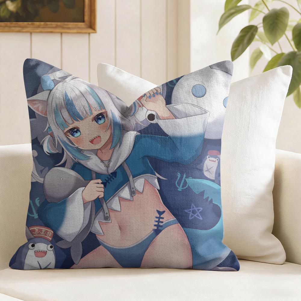 Anime Girl GGawr GGura Cushion Cover Eco Linen Pillow Case DoubleSided Print Breathable Durable Zipper Home Decor Gift