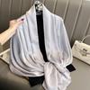 90*180Cm Fashion Luxury Solid Color Silk Scarf Women Soft Smooth Scarves Head Wrap Hijab Outdoors Muffler Long Shawl Beach Towel