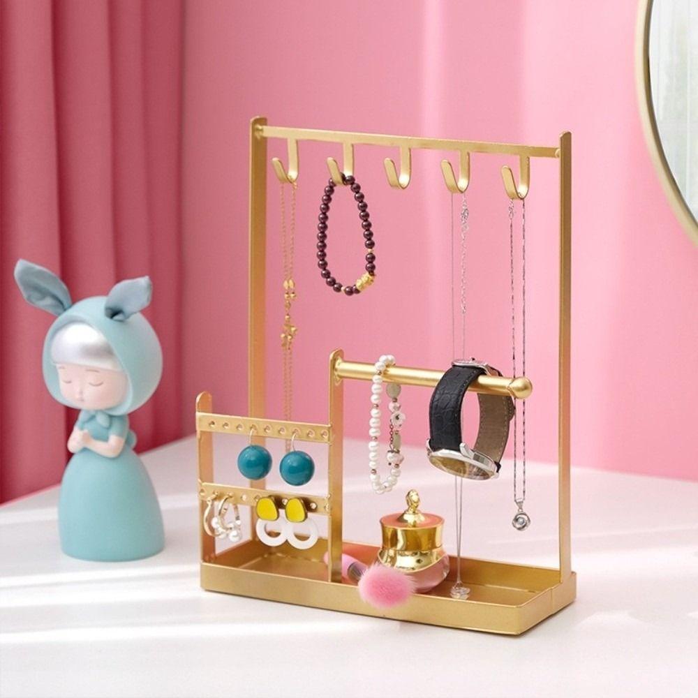 Multifunctional Jewelry Display Rack Metal Necklace Storage Rack Earrings Display Stand  Ring
