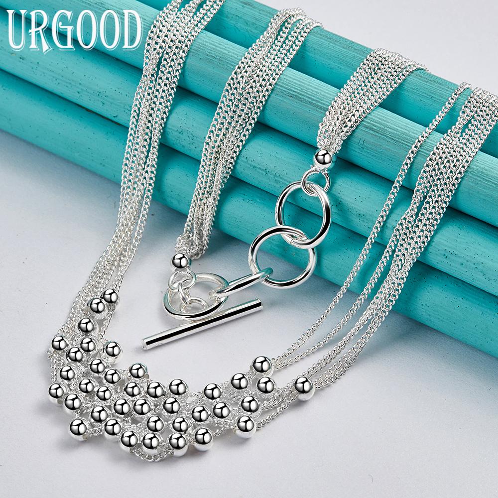 925 Sterling Silver Smooth Grape Beads Necklace Fashion Jewelry