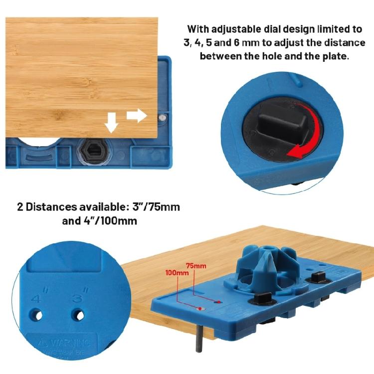 Professional 35mm Hinge Template Set and Small Blue Lock Hole Locator User friendly