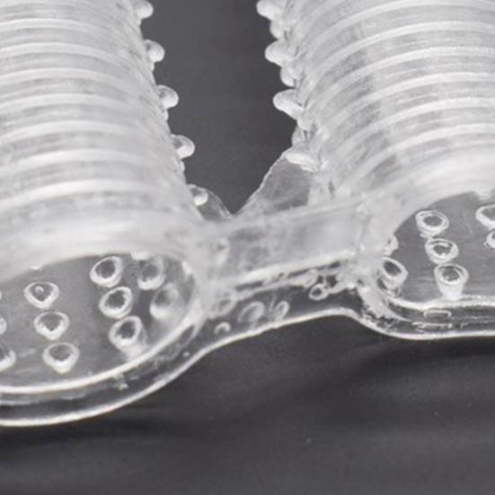 Zábavné, antideformované transparentní chrániče konečků prstů Šroubovací závit pro páry manžet na penis