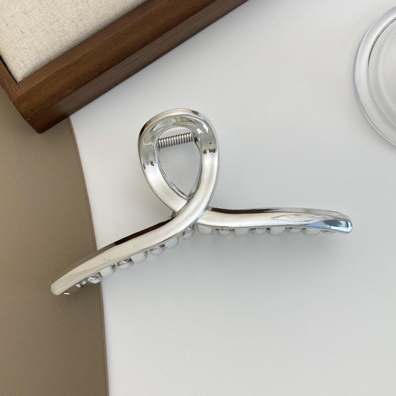 Silver Cold Wind Hair Clip Women High-end Hair Texture Shark Clip Simple Love Hair Accessories