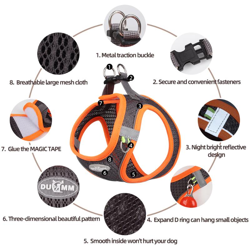 Szelki dla psa Ubrania odblaskowe oddychające regulowane obroże dla zwierząt domowych smycz do chodzenia na zewnątrz kamizelka dla buldoga francuskiego chihuahua klatka piersiowa