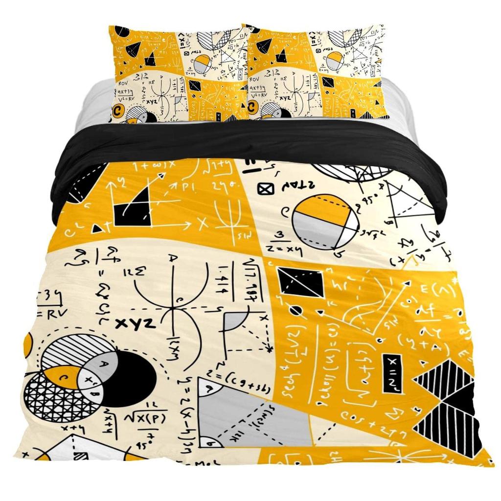 Sada povlaku na přikrývku s matematickou rovnicí Velikost Full Vzor matematického vzorce Potisk Ložní sada 3 ks pro děti Vzdělávací povlak na přikrývku