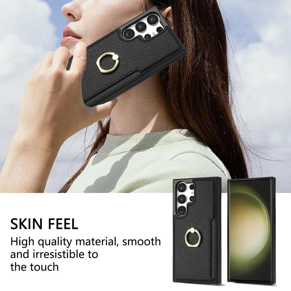 Samsung S24Ultra S23 S22 Etui na karty z pierścieniem na palec A54 Obudowa telefonu komórkowego zapobiegająca upadkom