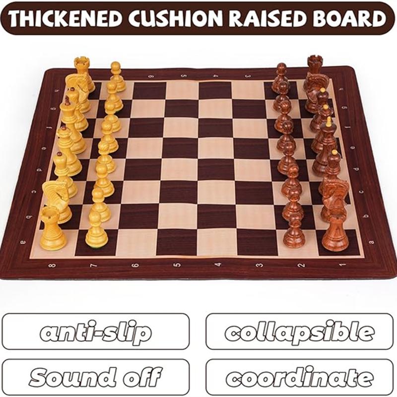 International Chess Set 51Cm/20Inch Foldable Silicone Chessboard, New Large King Size 9.6Cm/3.8Inch Heavy Chess Game Set