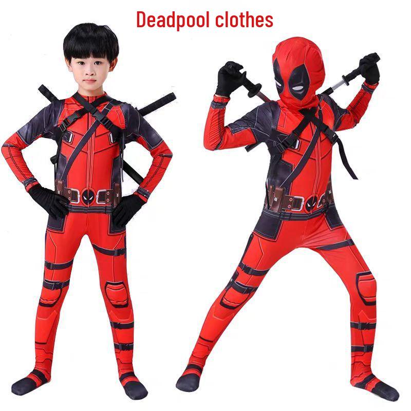 Kids' Deadpool Cosplay Jumpsuit Costume - Anime Style Performance Outfit