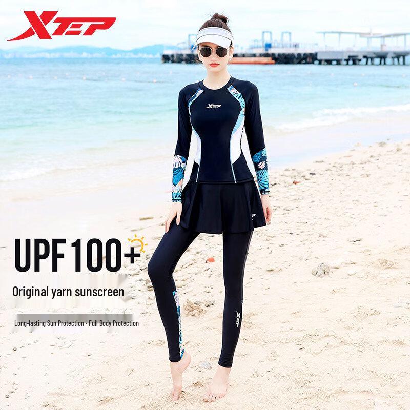 Xtep Women s Two-Piece Long Sleeve Sun Protection Swimsuit 6XL
