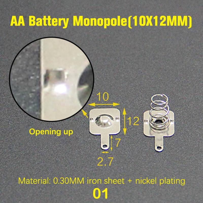 10Pcs Spring Sheet12*10/12Mm Contact Sheet Aa Battery Box Positive And Negative Sheets 0.3Mm Iron+Nickel Plating Aa Battery Spring