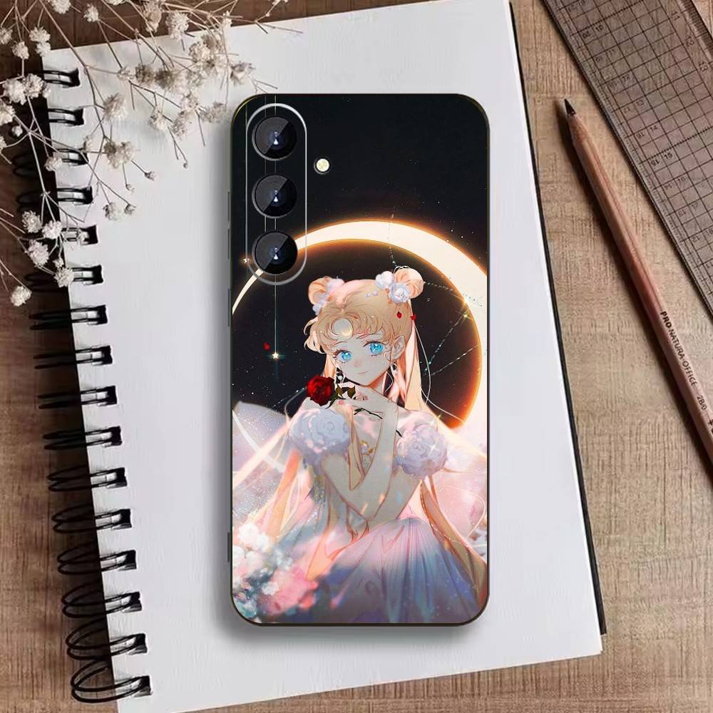 Cartoon S-Sailor M-Moon Phone Case For Samsung Galaxy A73,A21s,A22,A31,A52,A53,A71,A41Soft Black Shell
