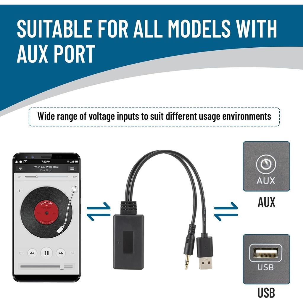 Car Receiver Bluetooth Aux Adapter 3.5MM/0.14IN Car Bluetooth Receiver for Speeding Highly Transmissing Without Distortion Aux Wireless Adapter