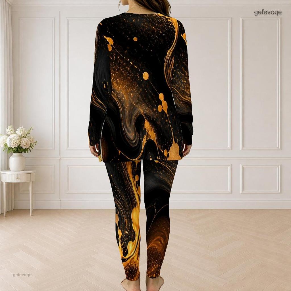 Women Plus Size Multicolor Printed Half Zip Long Sleeve Longline Top Fitted Pants Two Piece Set