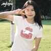 MJ STYLE Women's White JWS Sofa Cat Graphic T-shirt