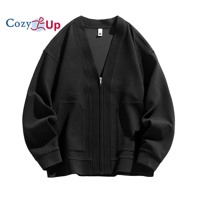 Cozy Up Men's Cardigan Sweater Wool Blend Cable Knit V Neck Buttons Cardigan with Pockets