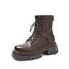 Fashion 2024 Silver Leather Winter Short Boots Thick Sole Square Heel Ankle Boots Side Zipper Frenum Brown Matte Women's/Men Shoes 35-43