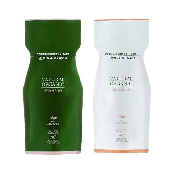 Abreeze Natural Organic Shampoo AC 600ml & Hair Pack AC 600g Refill Set