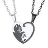 Trendy Couple Hugging and Stitching Cat Love Necklace Pendant Jewelry