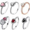 925 Silver Ring Colorful Heart Zircon 6 7 8 9 Size For Women Valentine's Birthday Gift DIY Jewelry