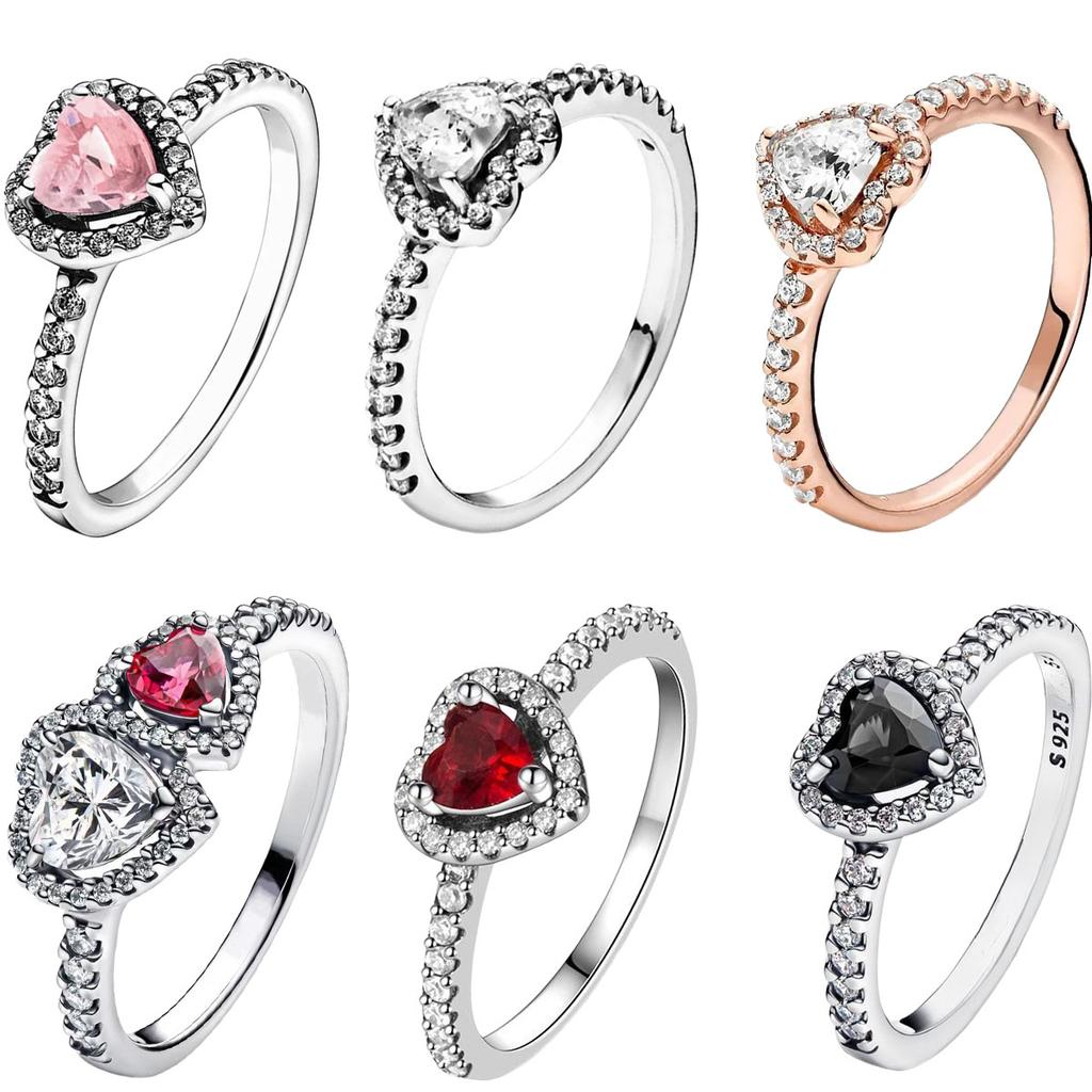 Anello in Argento 925 Cuore Colorato Zircone Taglia 6 7 8 9 Per Donna Regalo di San Valentino Compleanno Gioielli Fai da Te
