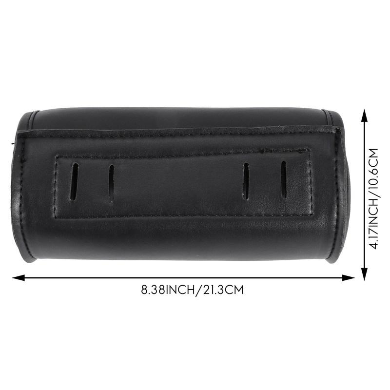 Motorcycle Fork Bag PU Leather Handlebar Tool Pouch Sissy Bar Roll Storage Bag Saddle Bag With 2 Straps, Universal