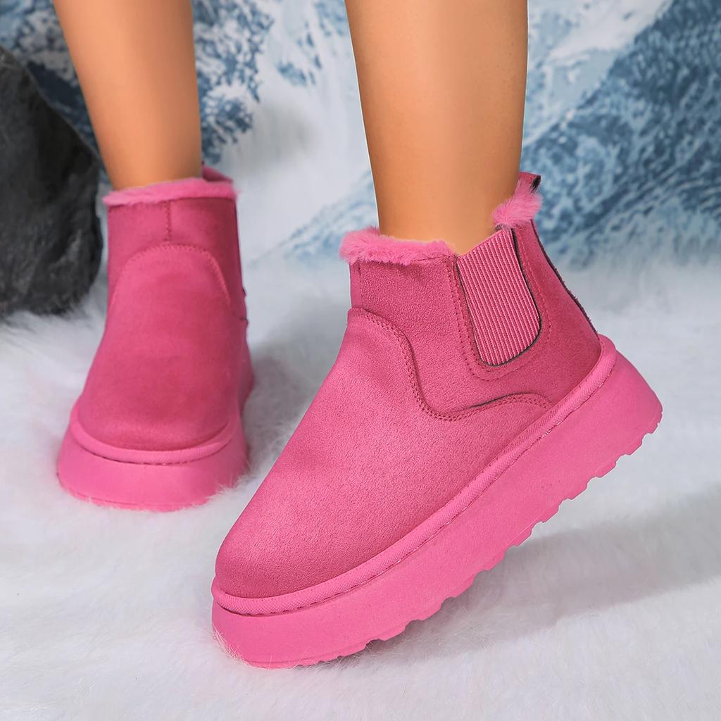 Fashion Winter Large Size Women's Snow Boots High-top Boots Thickened Plush Warm Outdoor Comfortable Ladies Cotton Shoes Brown Booties