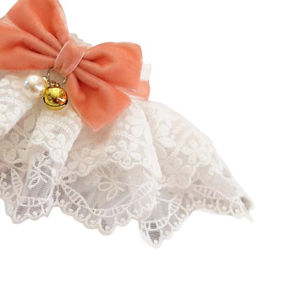 Bandana Adorável para Animal de Estimação Textura Macia Moda Laço de Veludo Renda Coleira para Cão Gato Com Sino Pequeno para Filhote