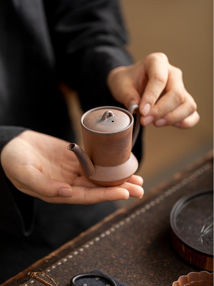 Old Rock Mud Rough Pottery  Shape Tea Pot Retro Teapot Tea Kettle Tea Ceremony Tea Making Single Pot Tea Ceremony