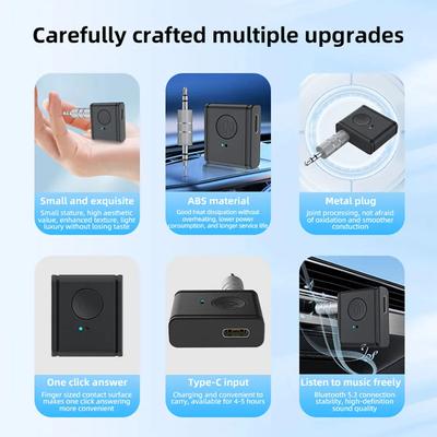 Bluetooth 5.3 Aux Receiver Wireless Car Bluetooth Adapter 3.5mm To 3.5mm Jack Audio Music Mic Handsfree Adapter for Car Speaker