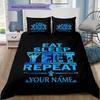 Ink Motto Custom Name Pattern Bedding Quilt Set Quilt Cover Pillowcase Home Birthday Gift(1 * duvet cover + 2 * pillowcase, without core)