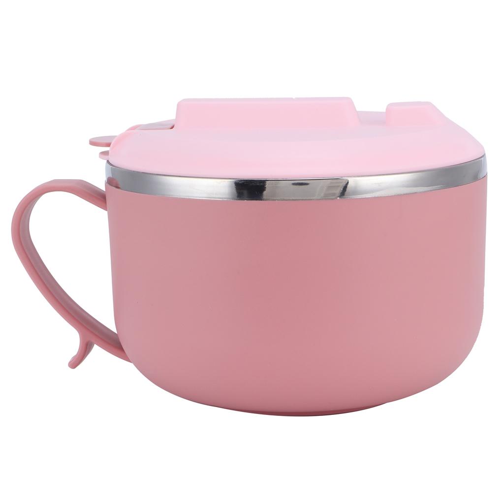 Reisnudelschale mit Deckel 1200ML Verbrühschutz Thermische Lunchbox Küchenutensilien(Rosa )