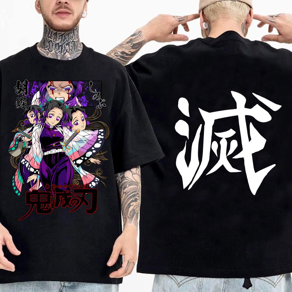 Japanese Anime Shirt Demon Slayer Infinity Castle T Shirt Men Cartoon Kimetsu No Yaiba High Quality Cotton Streetwear Clothes
