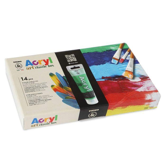 Box of 8 Acrylic Paints and Accessories