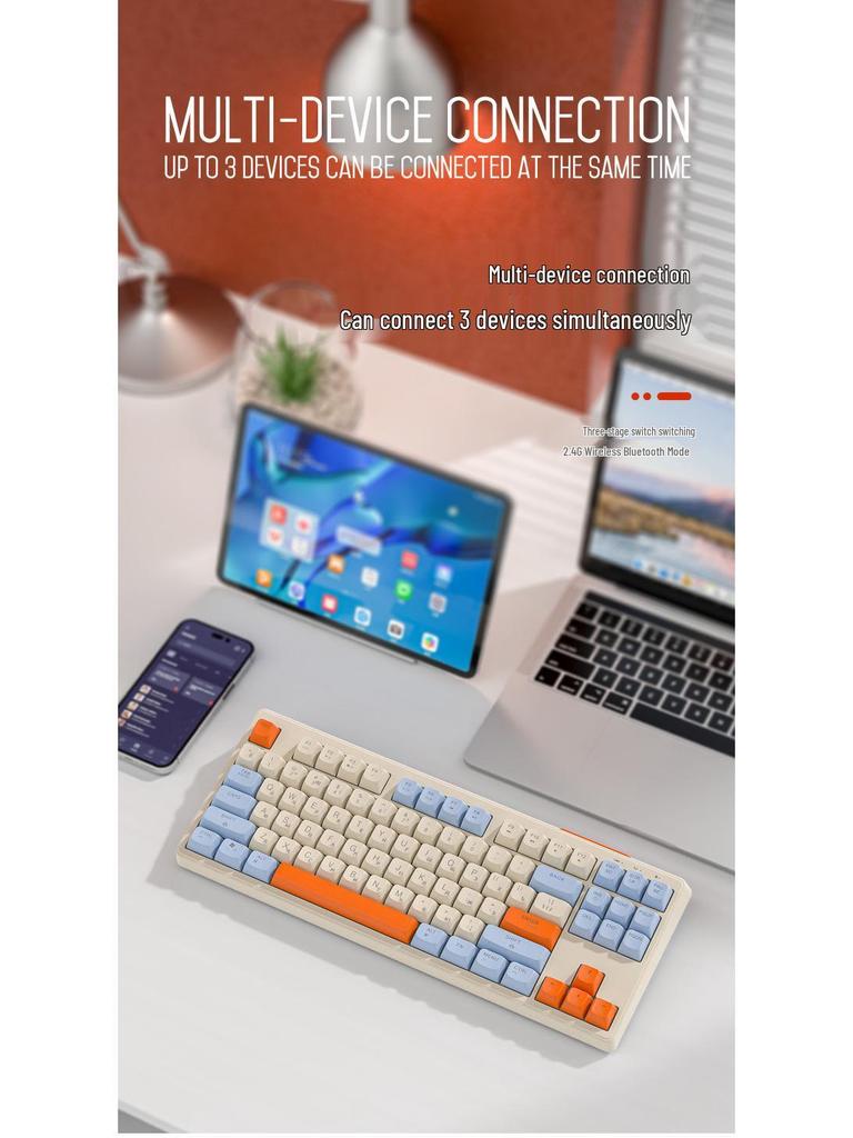 Wolf M87 Dual-Mode Wireless Silent Gaming Keyboard with Russian Keys