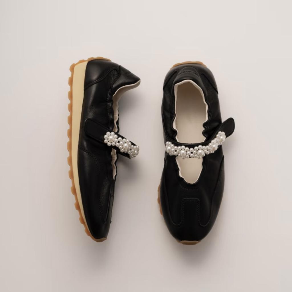 Fashion French Marie Jean Shoes 2025 Summer New Pearl Women'S Shoes Sports Casual Shoes, Retro Ballet Training Shoes For Women