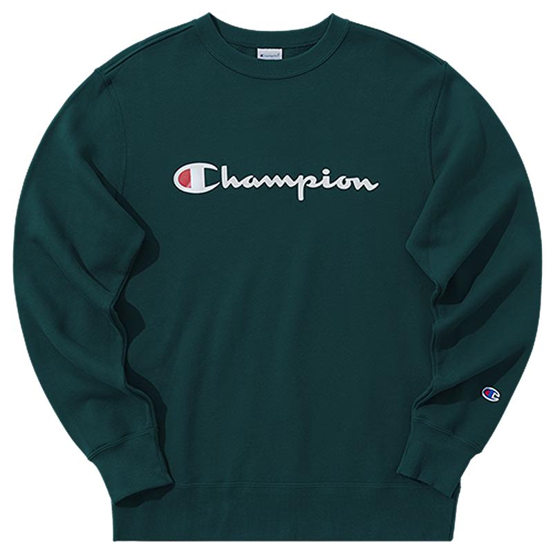 Champion Men's Script Logo Fleece Lined Round Neck Sweatshirt
