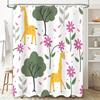 Vintage Style Cartoon Shower Curtain Cute Animal Pattern Decorative Bathrooms Waterproof Fabric Shower Panels for Kids Bathroom