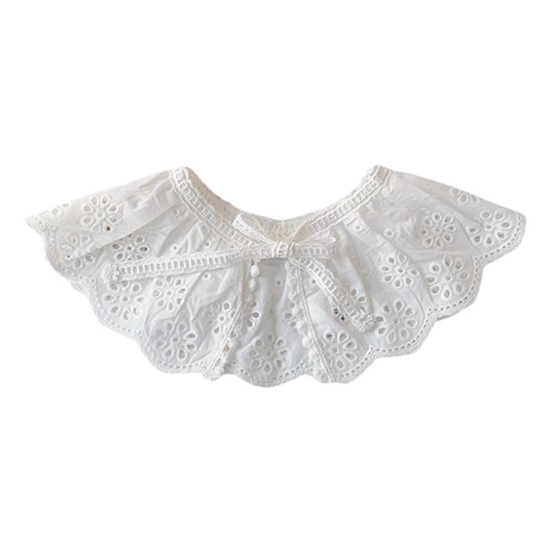 Korean Style Toddler Kids Lace Floral Bibs Cute Hollow Out False Collar Children Clothes Accessiory Pure Color Baby Girls Cotton