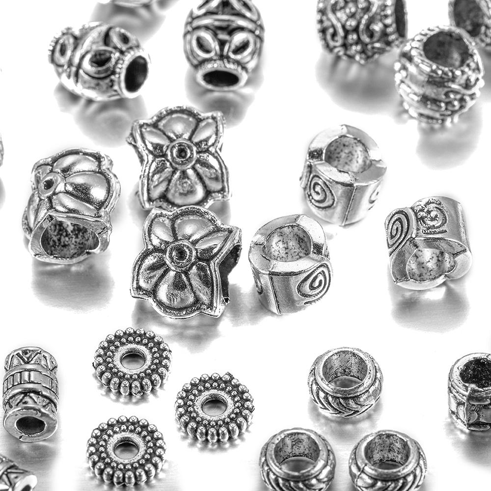 20pcs/lot Metal Big Hole Tibetan Antique Spacer Loose Beads For DIY Jewelry Making Finding Necklace Bracelet Accessories