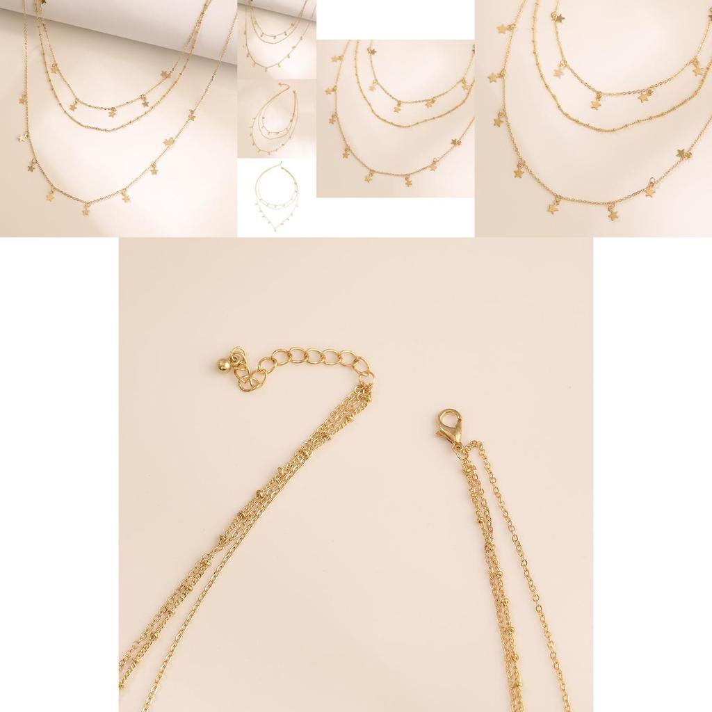 Unique Alloy Star Three Layer Necklace Ideal For Gifts On Special Occasions